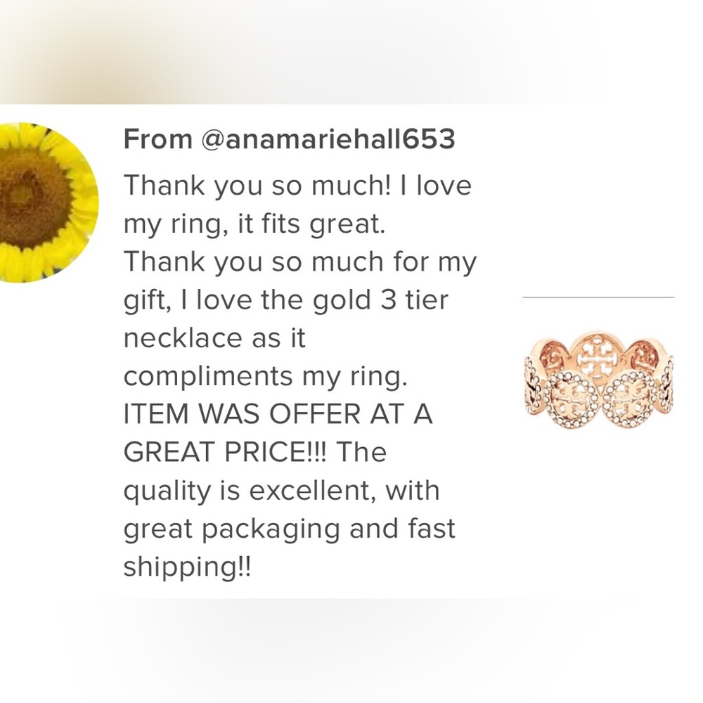 Tory Burch gold pave Logo Ring - Picture 2 of 7